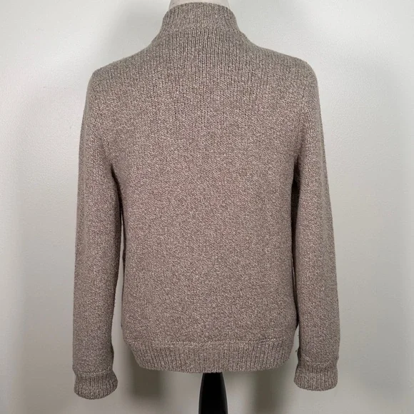L.L. Bean Classic Ragg Wool Full Zip Sweater in Tan - Picture 3 of 5